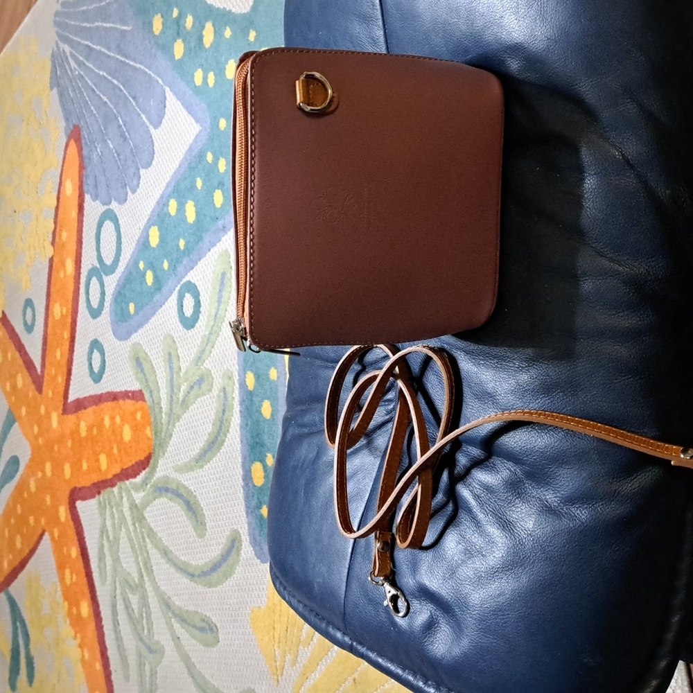 Vera Pelle Italian Leather Small Crossbody Bag Purse Dusty Rose Italy 6.5" NWOT